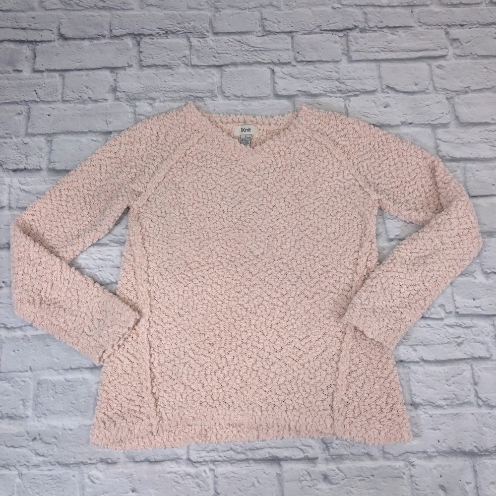 iKnit Sherpa style light pink sweater Size Small Soft Teddy design
